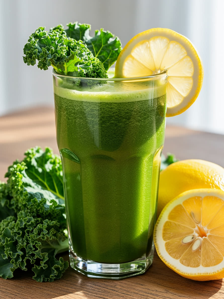 Suco verde detox em copo alto