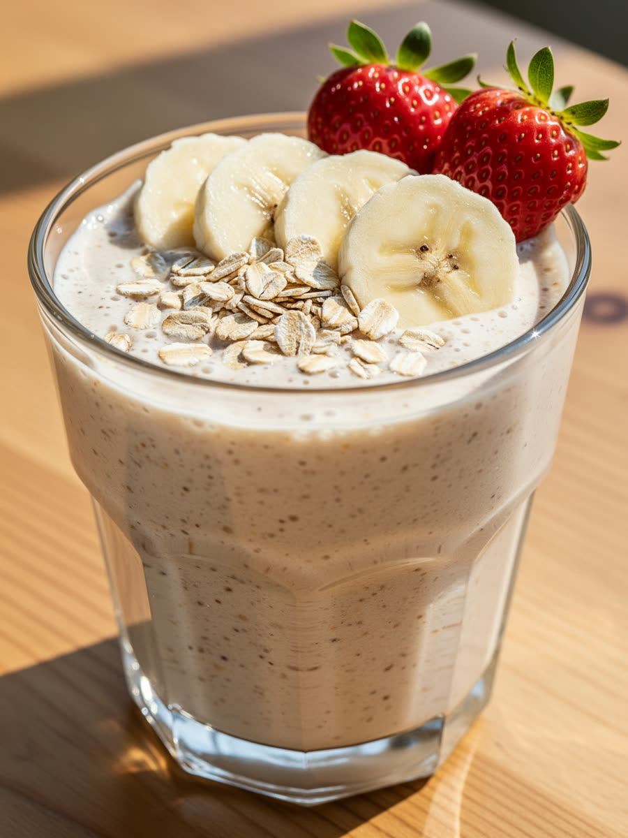 Vitamina cremosa de banana com aveia